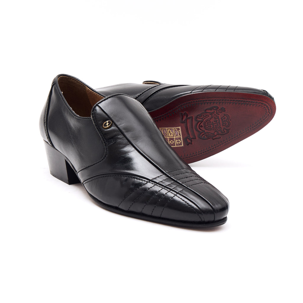 Mens Cuban Heel Leather Shoes- 33477 Black – Lucini Shoes