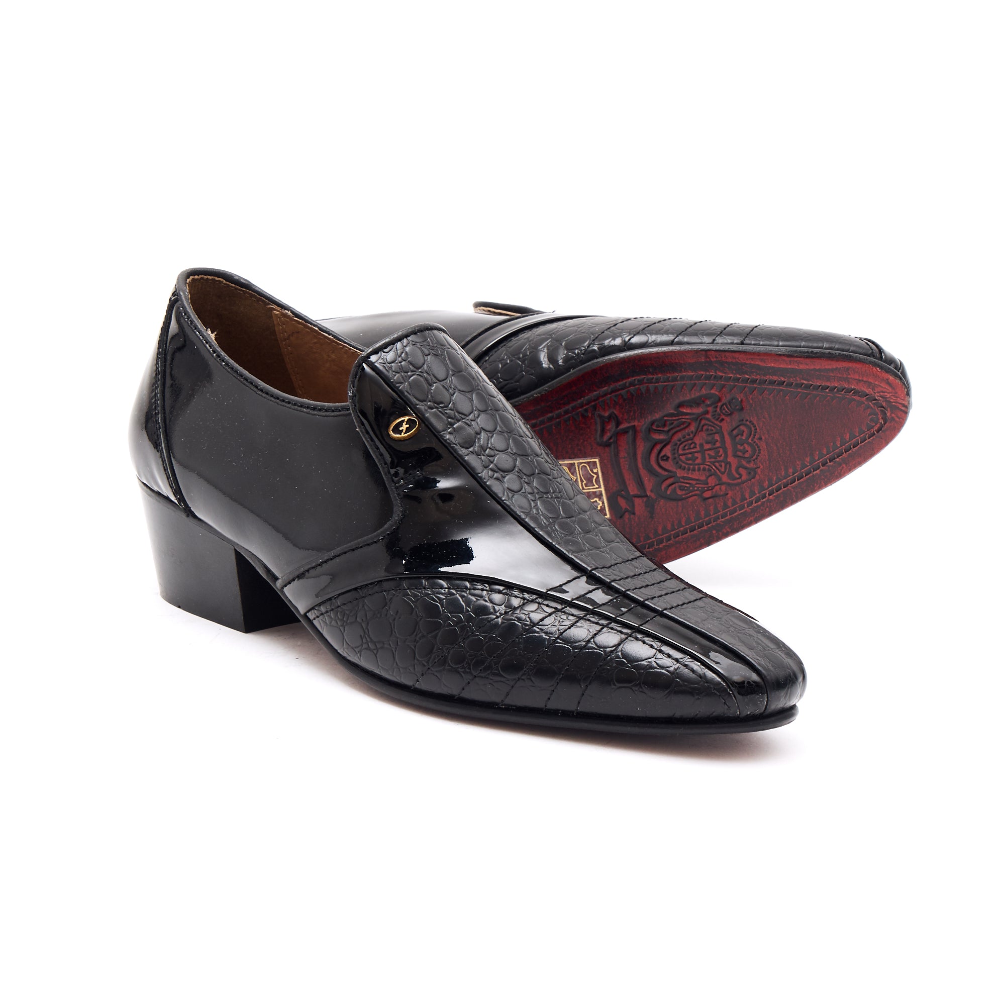 Mens Leather Cuban Heel Patent Shoes - 26544 Black – Lucini Shoes