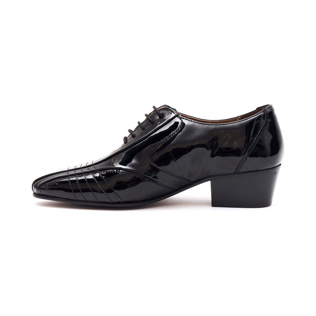 Mens Leather Cuban Heel Patent Shoes - 33483 Black – Lucini Shoes