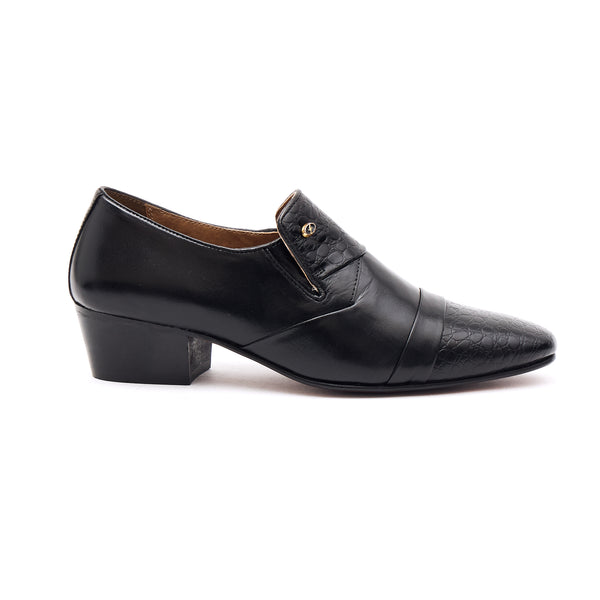 Mens Cuban Heel Leather Shoes- 34005 Black – Lucini Shoes