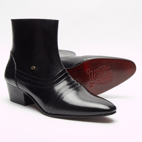 Mens Cuban Heel Leather Boots - 6006 Black – Lucini Shoes