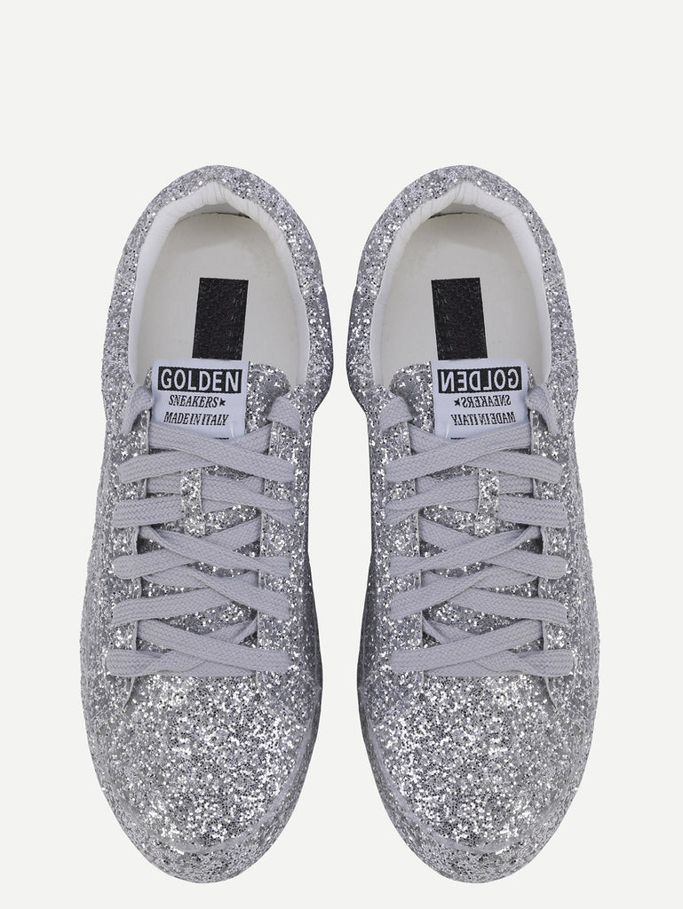 silver low top sneakers