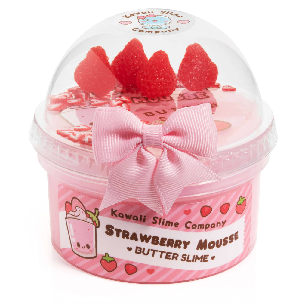 Kawaii Straw-Bearry Putty Clear Slime, HONEYPIEKIDS