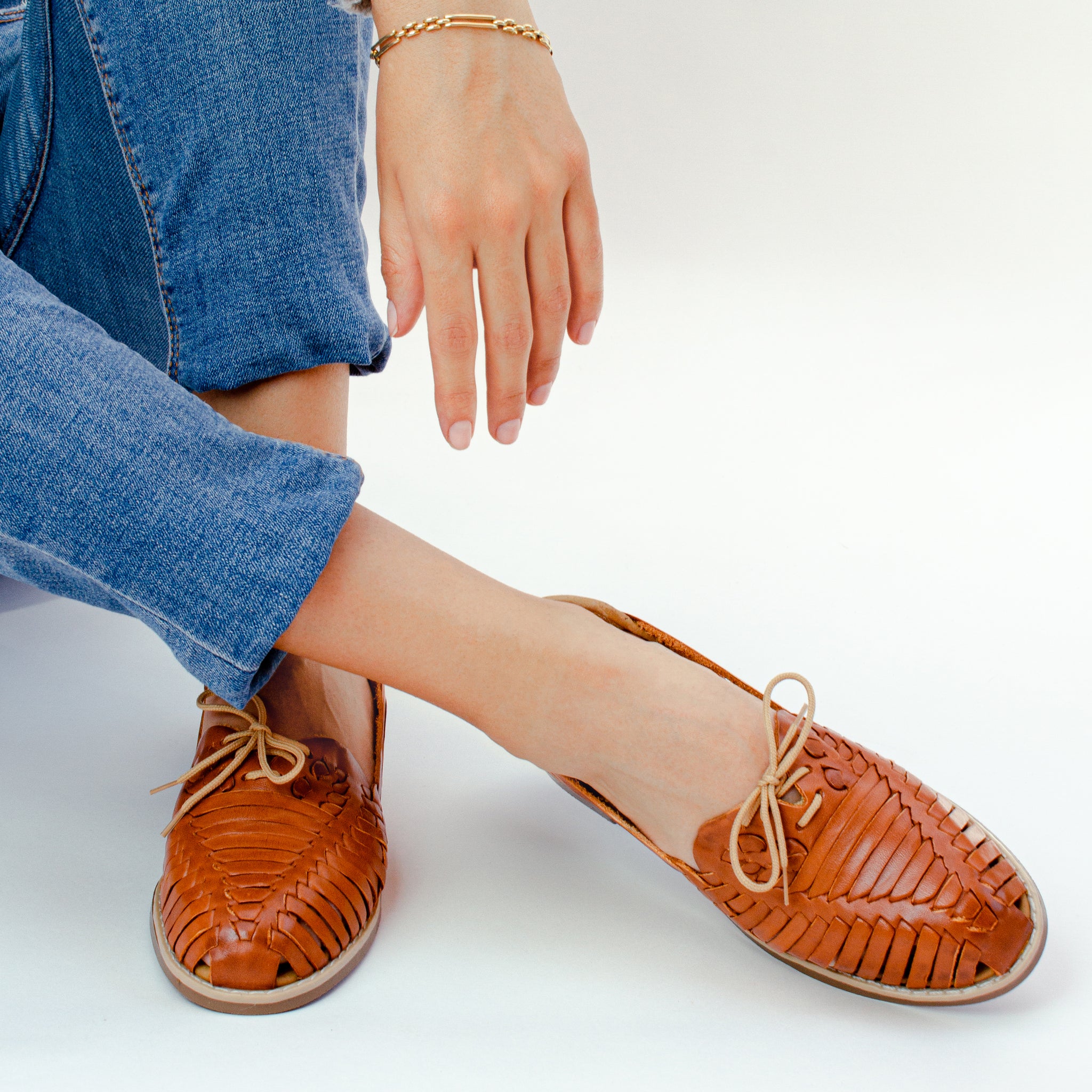 Mexican leather huaraches Brown Laces 