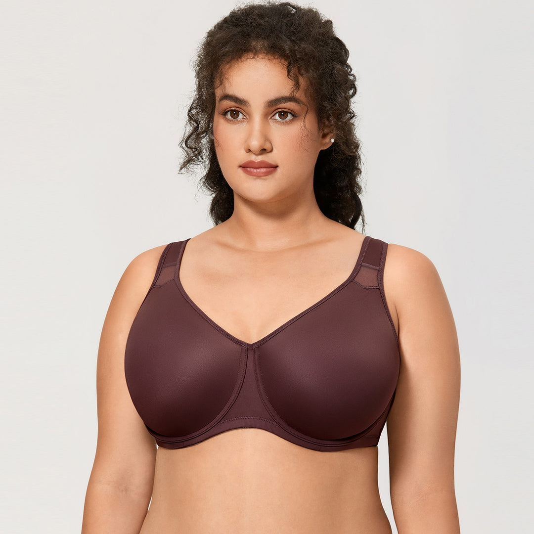  Womens Plus Size Bras Minimizer Underwire Full Coverage  Unlined Seamless Cup Chanterelle 44F