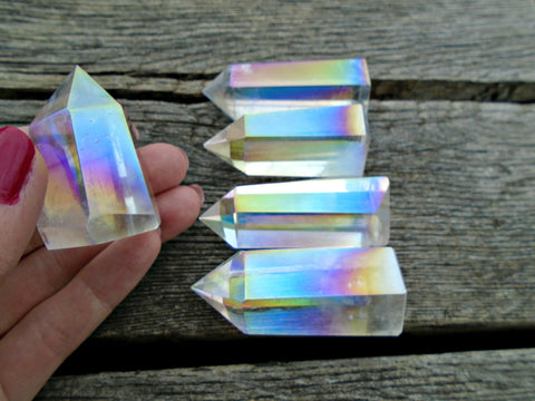 aura angel quartz crystal point