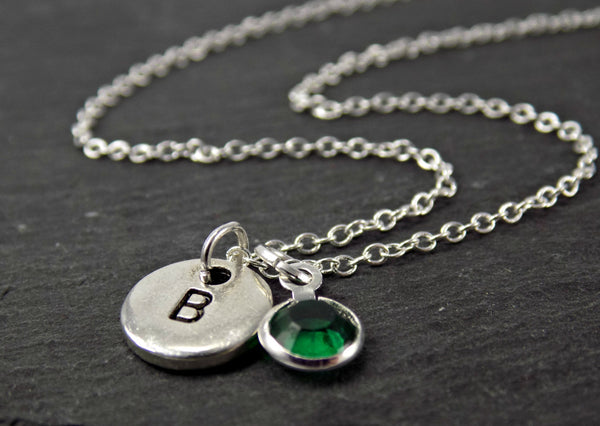 Initial and Birthstone Necklace | May Birthstone Necklace – Rose and ...
