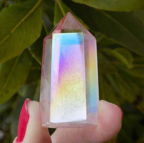 pink aura quartz tower