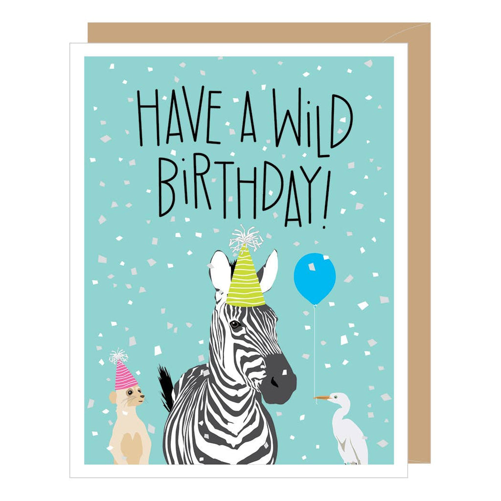 Wild Birthday Zebra Birthday Card