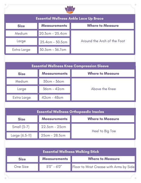 Size chart – Essential Wellness