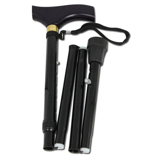 Folding Walking Stick - Black, Fully Adjustable │ Essential Wellness