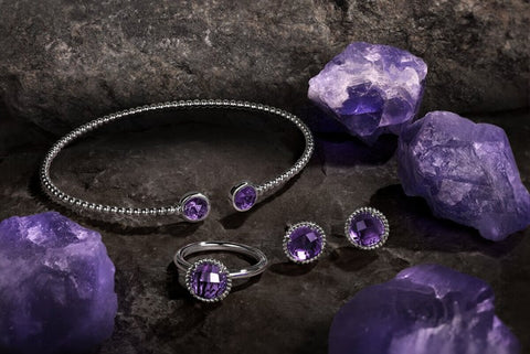 Purple Amethyst Halo Engagement Ring - Jack Friedman