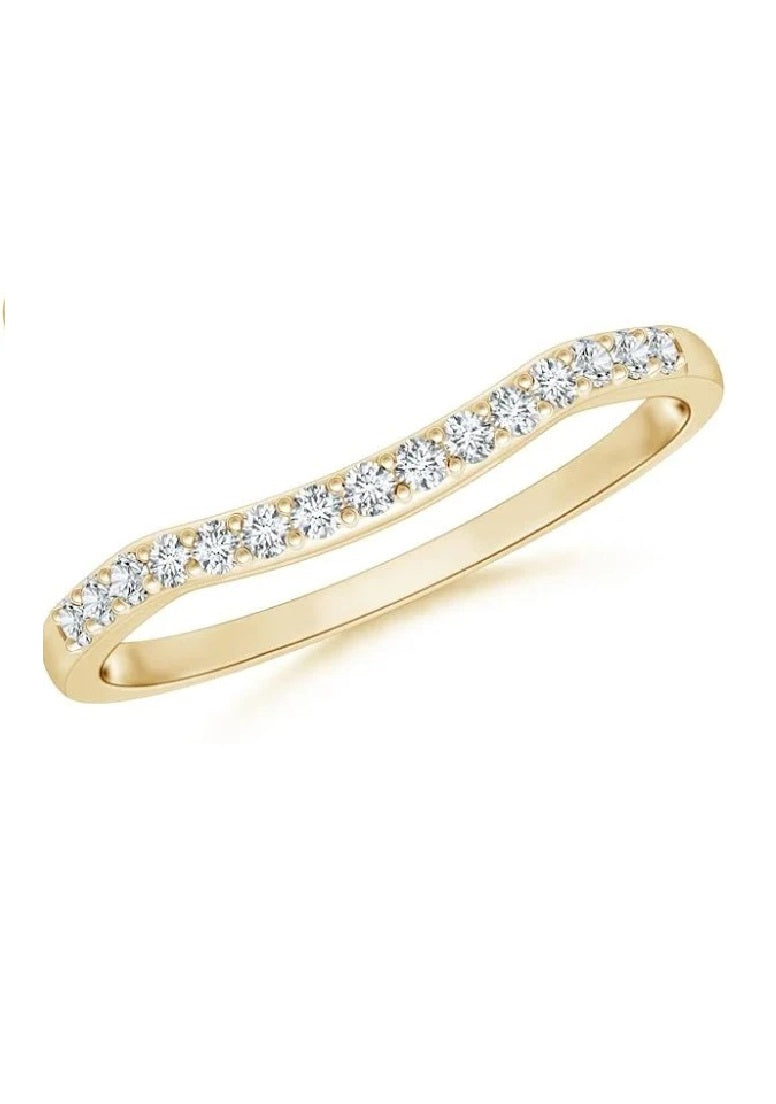 14k Yellow Gold 0.20 Ct Diamond Curved Band