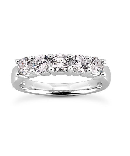 14k White Gold 0.50 Ct Diamond 5 Stone Band