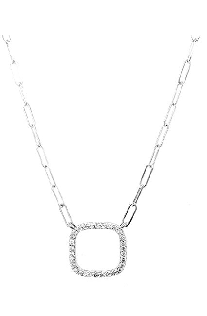 14k Gold 0.38 Ct Open Cushion Diamond Necklace, Available in White, Two Tone and Yellow Gold.