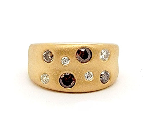 14k Yellow Gold 0.50 Ct Chocolate and White Diamond Ring