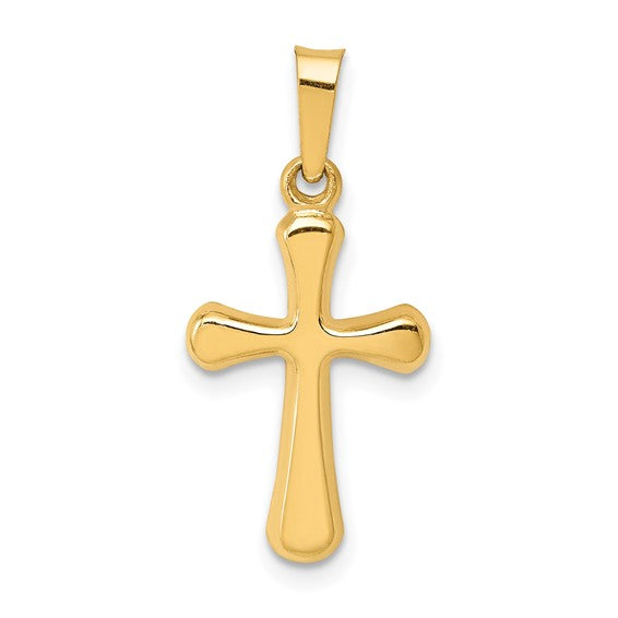14k Yellow Gold Polished Rounded Cross