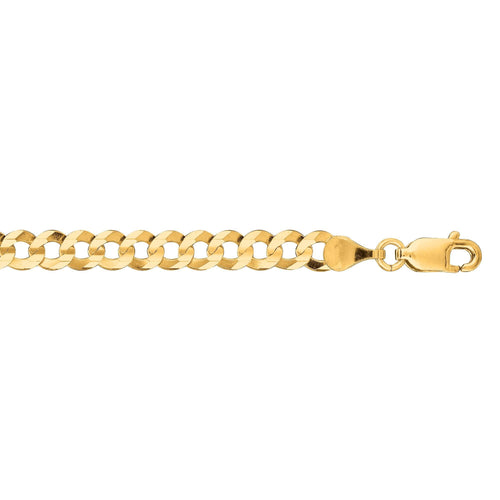 14K Gold 3.2mm Cuban Curb Chain Necklace Real Gold Chain 