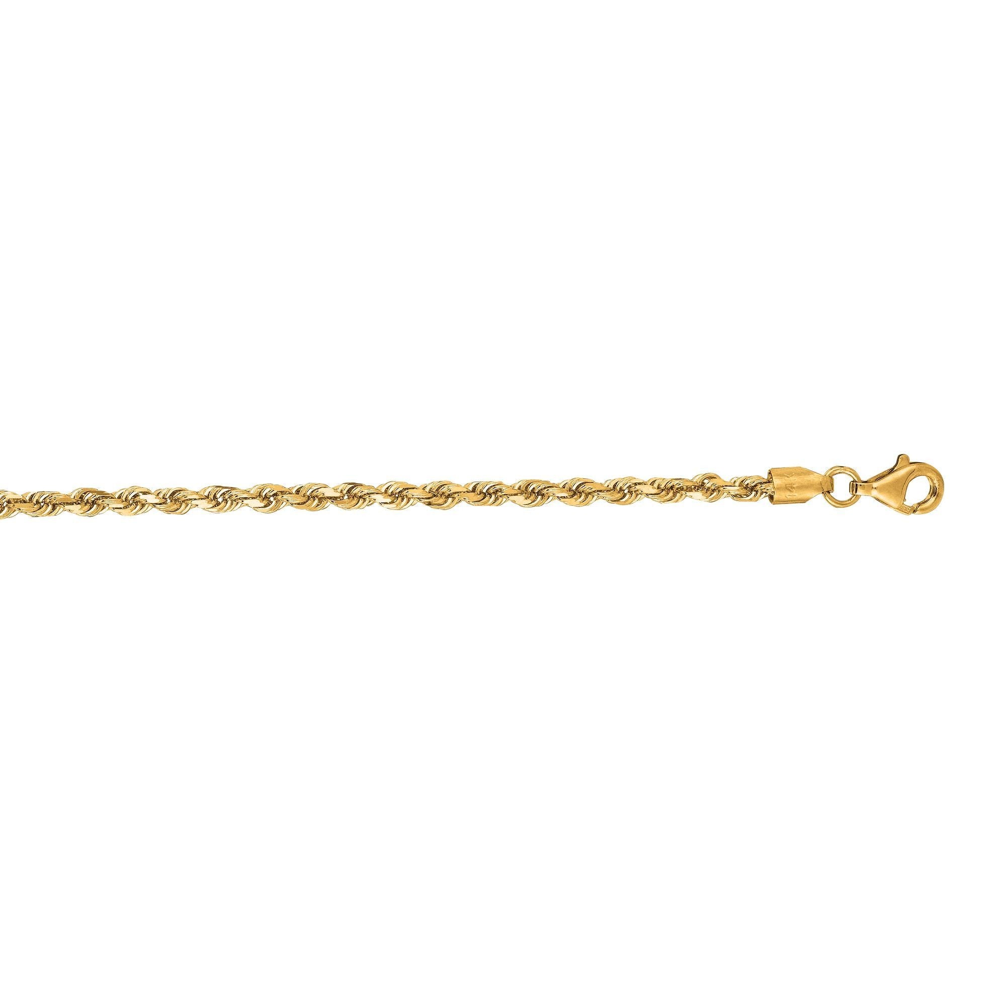 14K Yellow Gold 18 Inch 2.75mm Diamond Cut Royal Rope Chain