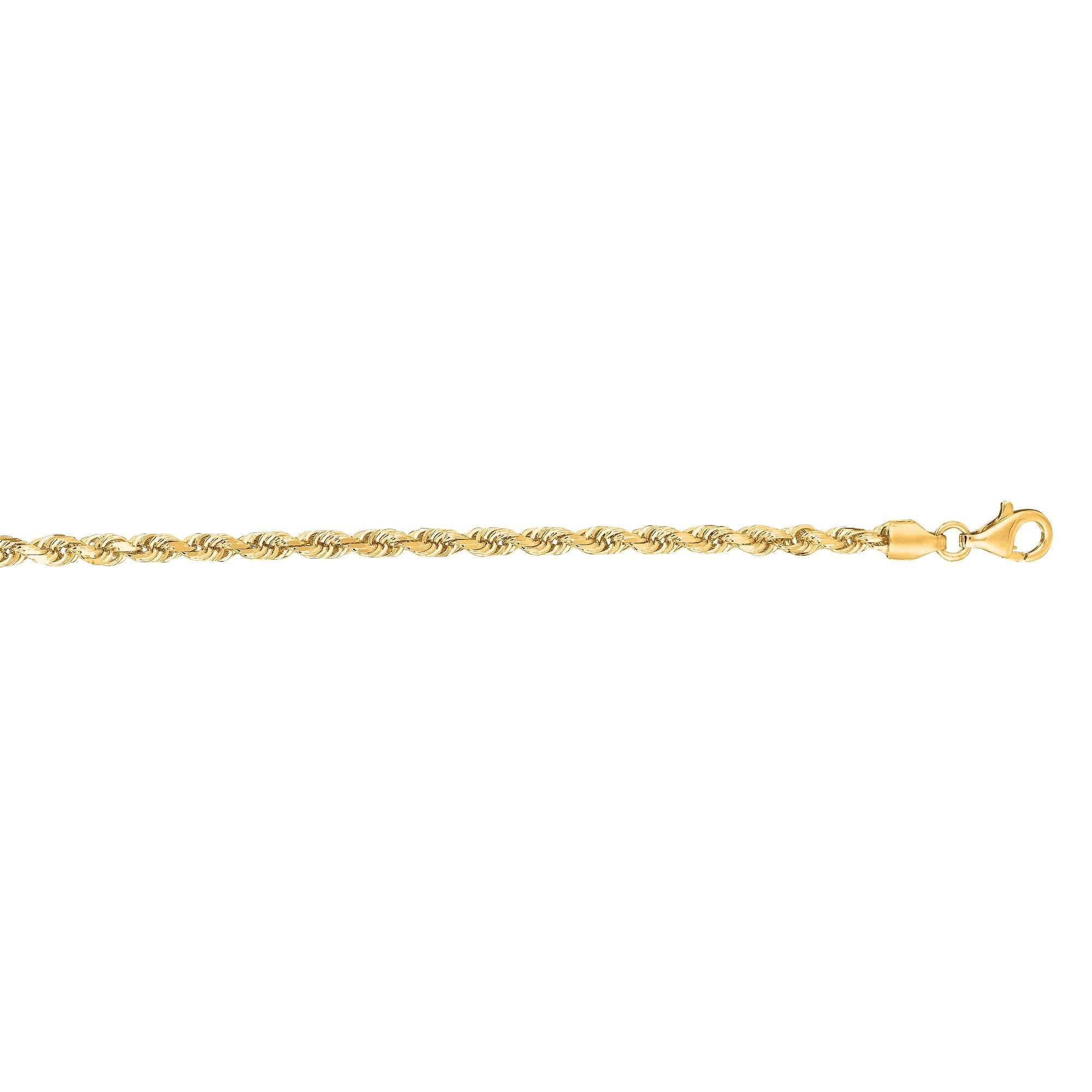 14K Yellow Gold 3mm Diamond Cut Royal Rope Chain