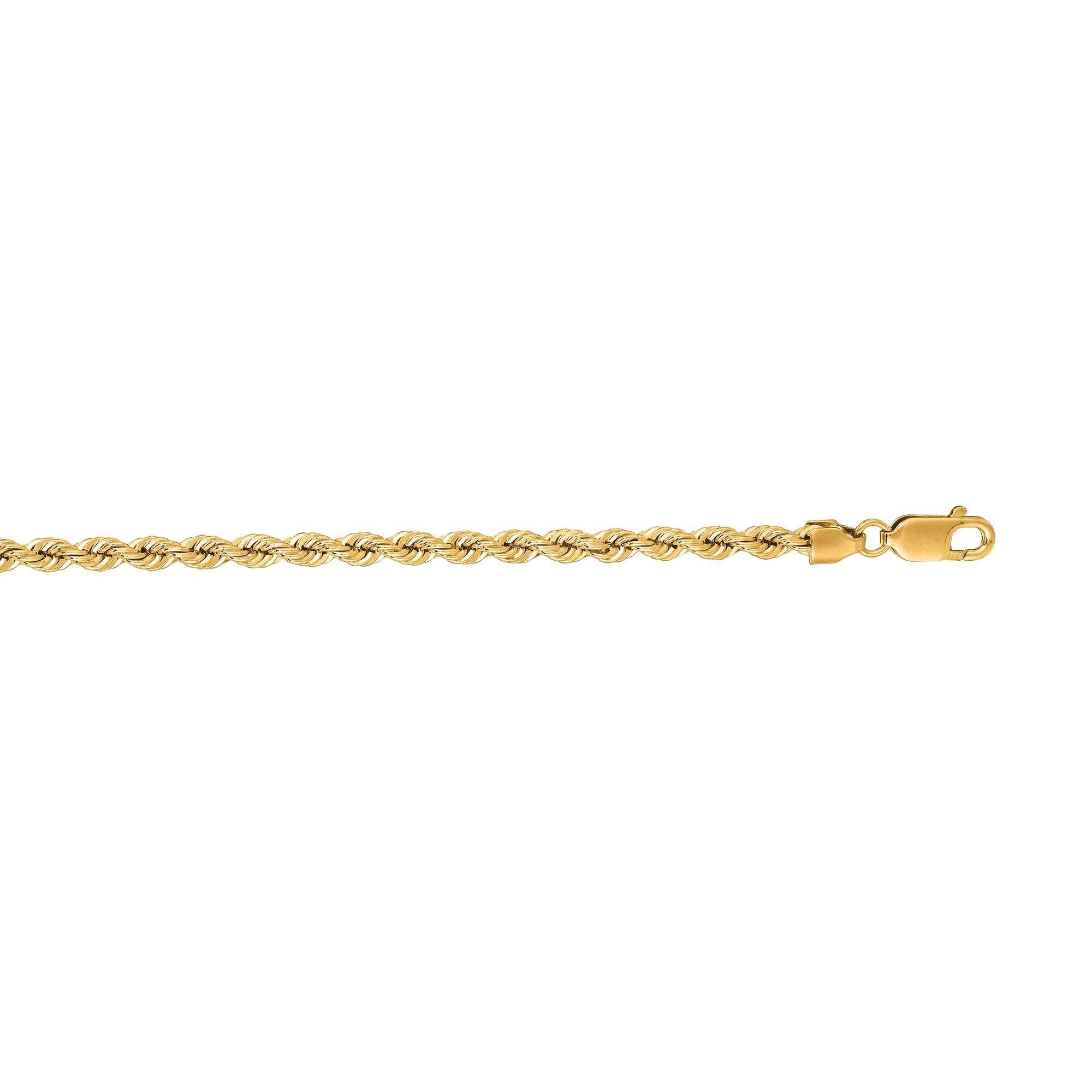 14K Yellow Gold 18 Inch 3mm Rope Chain