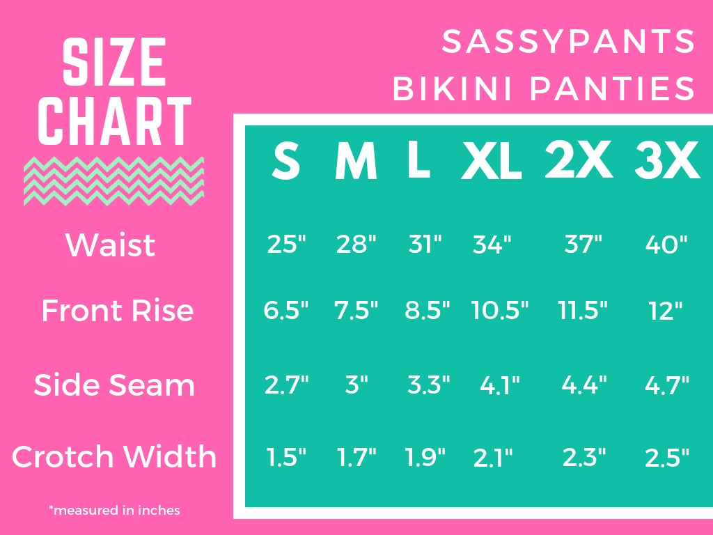 SASSYPANTS Bikini Panties Sizing Chart