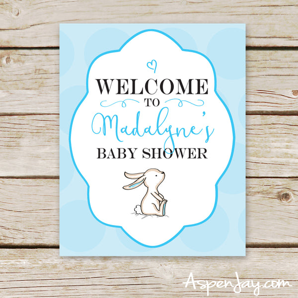 Blue Bunny Shower Welcome Sign