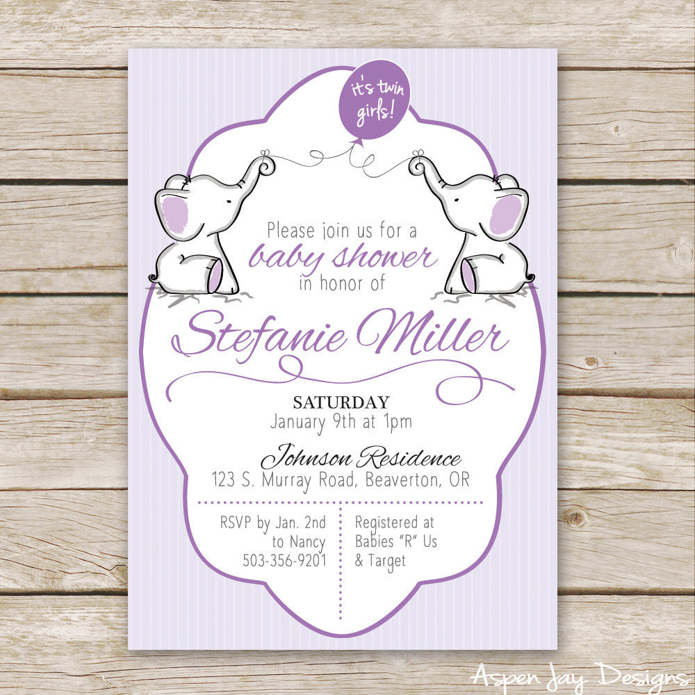 purple baby shower invitations