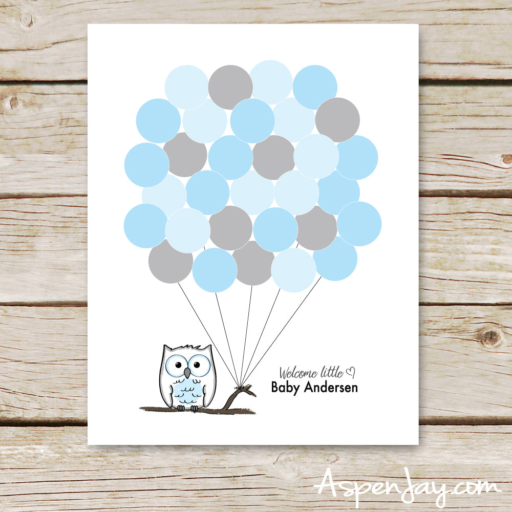 Blue Owl Balloon Guest Book Aspenjay