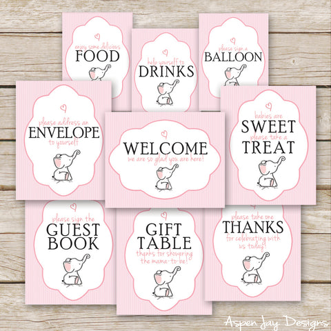 Blue Elephant Baby Shower Signs Aspenjay