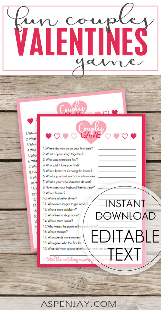 Valentines Couples Game – AspenJay