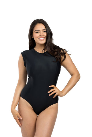 Black Cap Sleeve One Piece