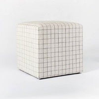 Lynwood Square Upholstered Cube Tan Striped - Thresholddesigned with Studio McGee