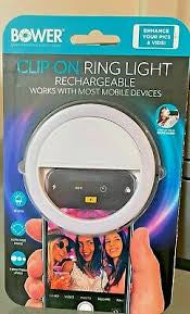 bower rechargeable clip on ring light