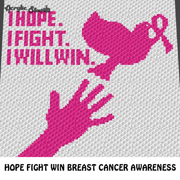 Fight Hope Win Breast Cancer Awareness crochet graphgan blanket patter