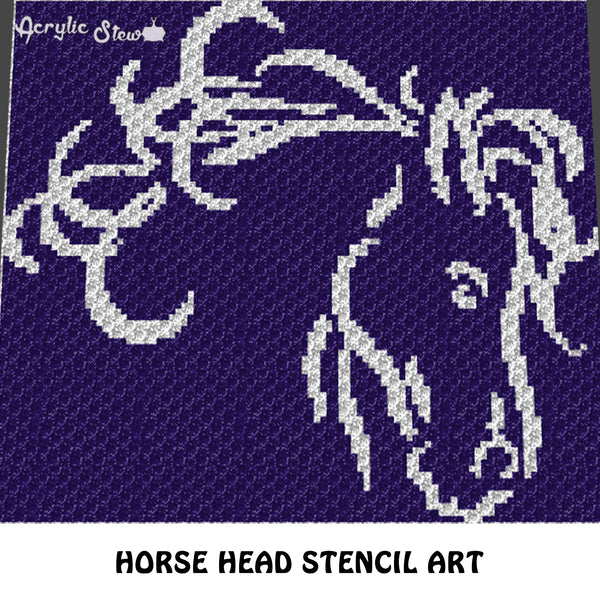 Horse Head Stencil Country Western Rodeo Crochet Graphgan Blanket Patt Acrylic Stew