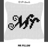 Custom Mr Script Font Wedding crochet graphgan pillow pattern; C2C pillow pattern, crochet pillow case; pdf download; instant download