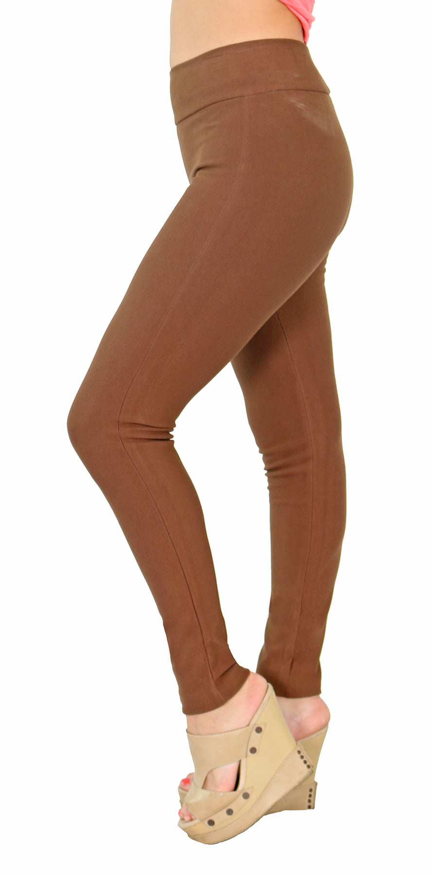 Vivian's Fashions Long Leggings - Girls, Cotton (Brown, Medium) 