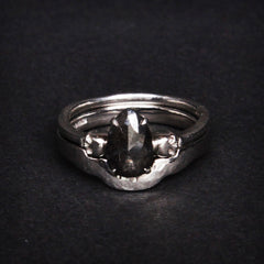 bespoke alternative engagement ring in salt and pepper diamond and platinum