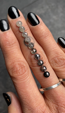 different unique salt and pepper diamonds from dark to light