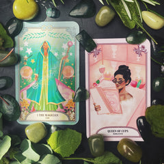 the magician and queen of cups tarot cards