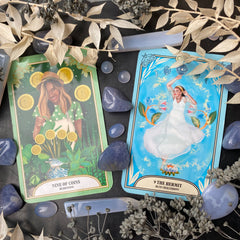 The crystal magic tarot The Hermit and Nine of Coins