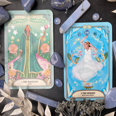 The crystal magic tarot The Hermit and The Magician