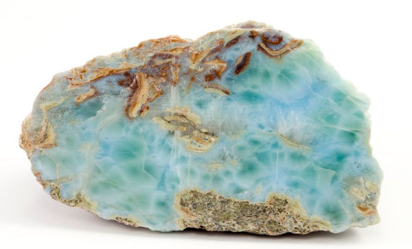  Aqua blue Larimar Crystal slice on white