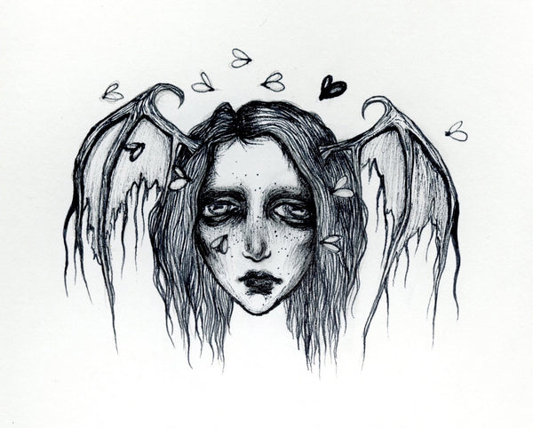 hand drawn illustration of a little ghoul stressed and overwhelmed