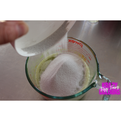 mixing pumice powder into hemp melt and pour soap base