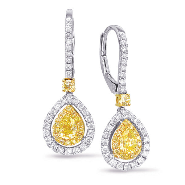 Yellow Diamond Teardrop Earrings