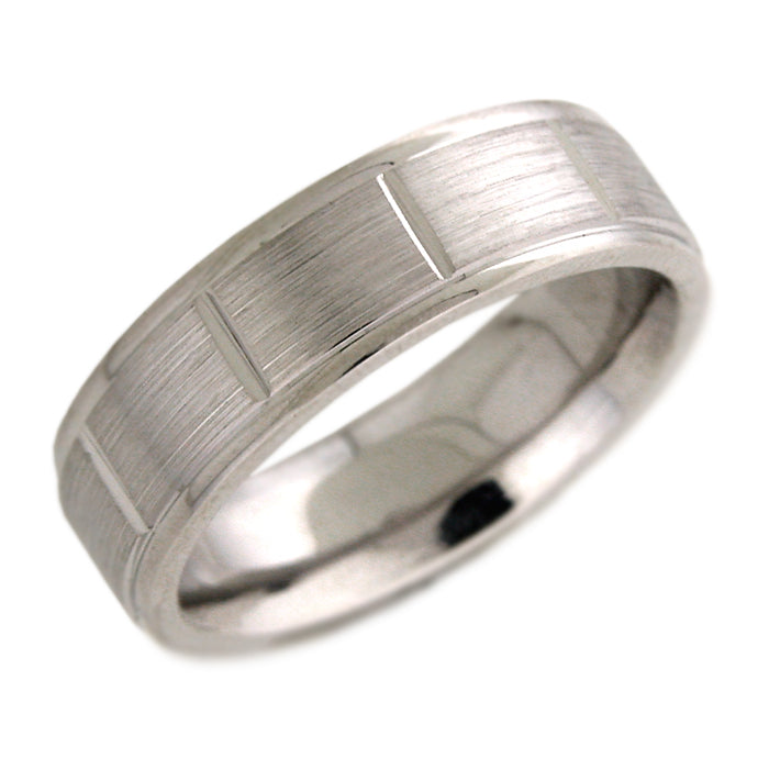 Men's Matte Wedding Band with Lines