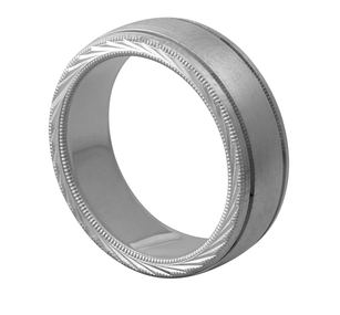 Men's Matte Wedding Band with Side Etching