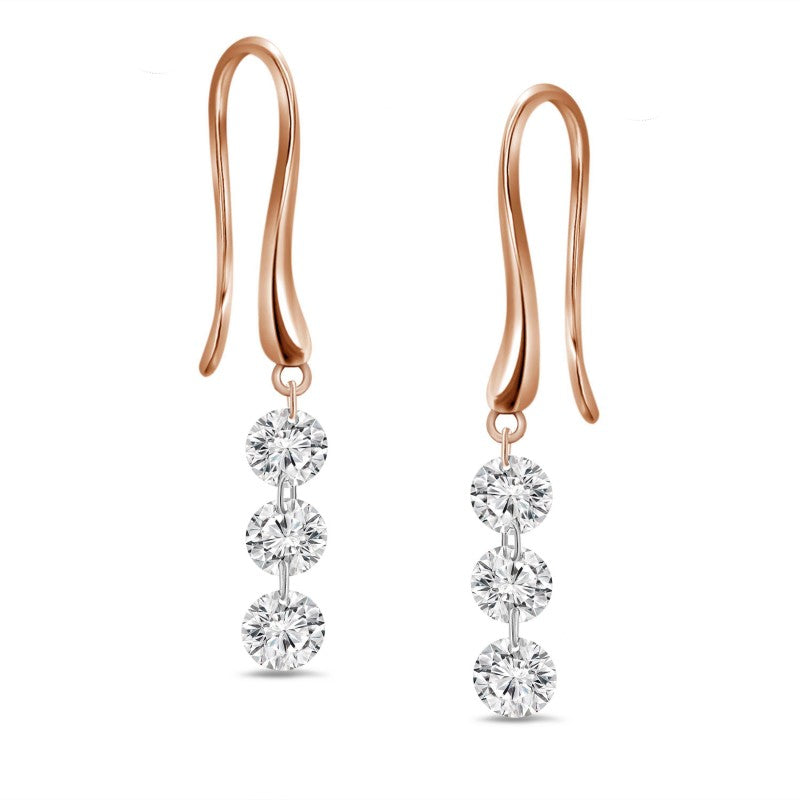 Three Dangling Diamond  Earrings